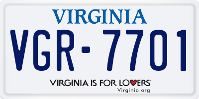 VA license plate VGR7701