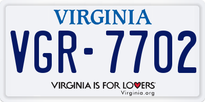 VA license plate VGR7702