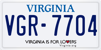 VA license plate VGR7704