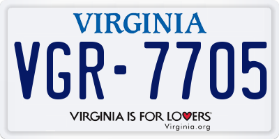 VA license plate VGR7705