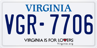 VA license plate VGR7706