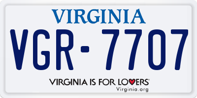 VA license plate VGR7707