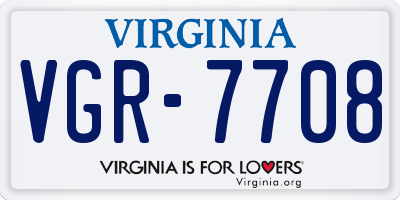 VA license plate VGR7708