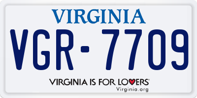 VA license plate VGR7709