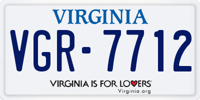VA license plate VGR7712