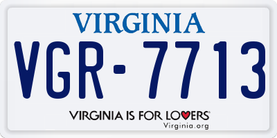 VA license plate VGR7713