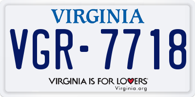 VA license plate VGR7718
