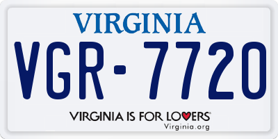 VA license plate VGR7720