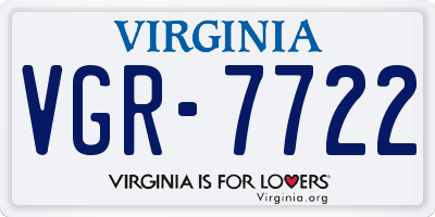 VA license plate VGR7722