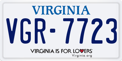 VA license plate VGR7723