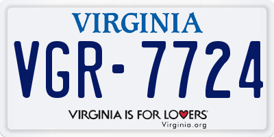 VA license plate VGR7724