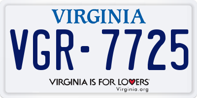 VA license plate VGR7725