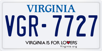 VA license plate VGR7727