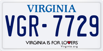 VA license plate VGR7729