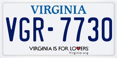 VA license plate VGR7730