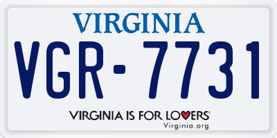 VA license plate VGR7731