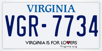VA license plate VGR7734