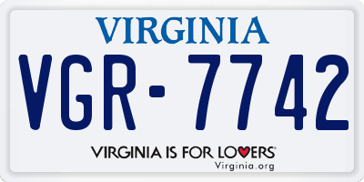 VA license plate VGR7742