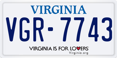 VA license plate VGR7743