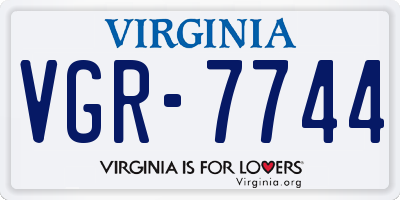 VA license plate VGR7744