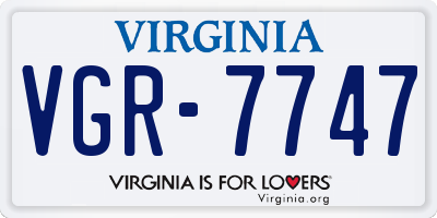 VA license plate VGR7747