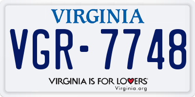 VA license plate VGR7748