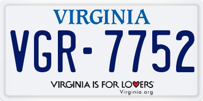 VA license plate VGR7752