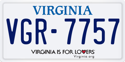 VA license plate VGR7757