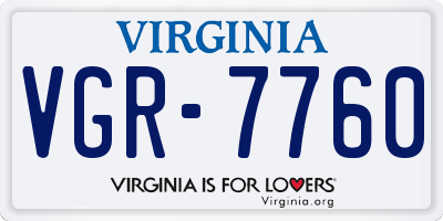 VA license plate VGR7760