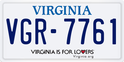 VA license plate VGR7761
