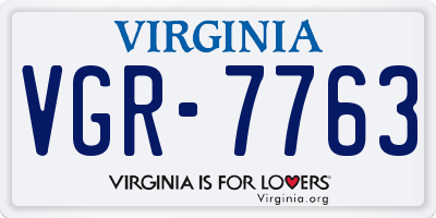 VA license plate VGR7763