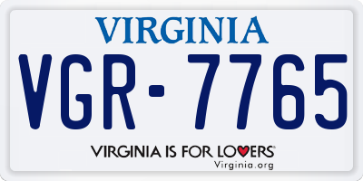 VA license plate VGR7765