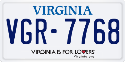 VA license plate VGR7768