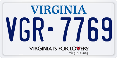 VA license plate VGR7769