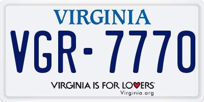 VA license plate VGR7770