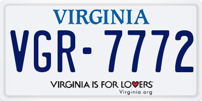 VA license plate VGR7772