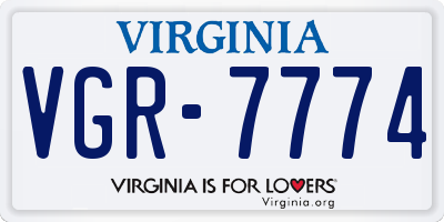 VA license plate VGR7774