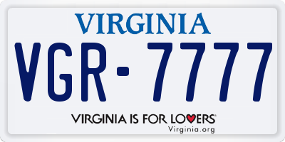 VA license plate VGR7777