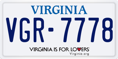 VA license plate VGR7778