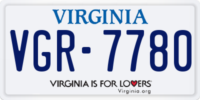 VA license plate VGR7780
