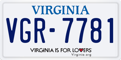 VA license plate VGR7781