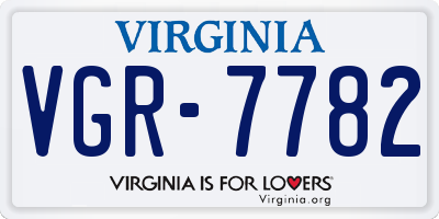 VA license plate VGR7782