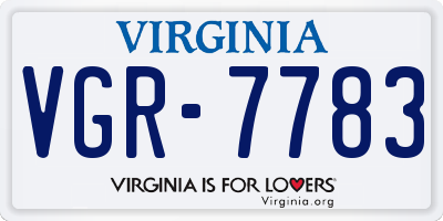 VA license plate VGR7783