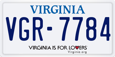 VA license plate VGR7784