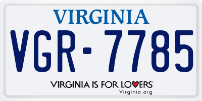 VA license plate VGR7785