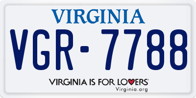 VA license plate VGR7788