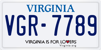 VA license plate VGR7789
