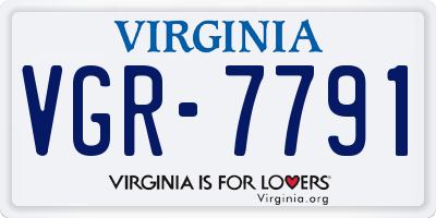 VA license plate VGR7791