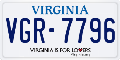 VA license plate VGR7796