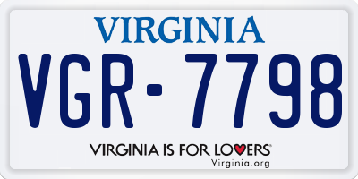 VA license plate VGR7798